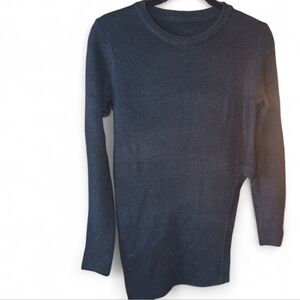 Single Side Cropped Black Long Sleeve Women's Sweater
